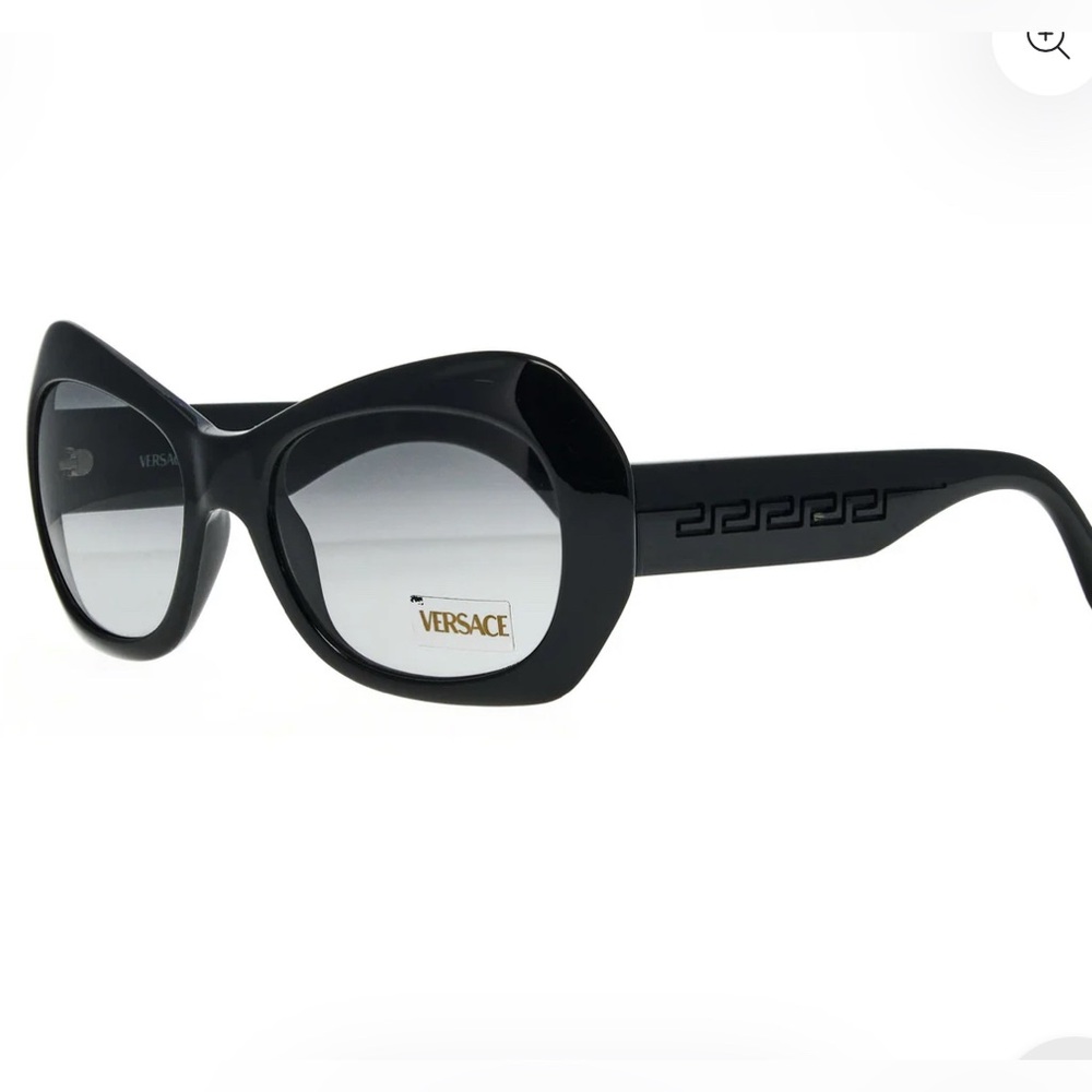 Versace Black Sunglasses with Greek Key Design 90s Vintage Rare
